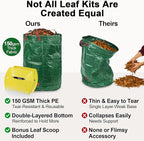 3-Pack 32 Gallon Yard Waste Bags with Leaf Scoop — Collapsible, Stand-Open Garden Bags with Reinforced Handles, Heavy-Duty Reusable Lawn Containers for Leaves, Weeds & Debris