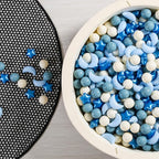 GOGOSO Ball Pit Balls Stars Moon Shapes Plastic Pitballs for Toddler Play Tent Baby Photo Props Kids Pool Water Toys Kiddie Pool Party Decor, Pearl Blue+Cream Blue+White,200PCS