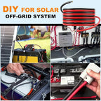 Oududianzi 2x32.8 Feet Solar Panel Wire, 10AWG Solar Wire Tinned Copper 10 Gauge Solar Cable PV Wire, for Outdoor Automotive RV Solar Panels Boat Marine (32.8FT Red + 32.8FT Black)