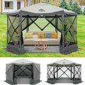 COBIZI 12x12ft Pop up Gazebo on Clearance Screen Canopy Tent for Camping, Camping Outdoor Screened Gazebo with Sidewalls, Portable Hub with Carrying Bag and Ground Stakes, Grey(Upgraded 2.0)