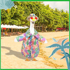 Hawaiian Porch Goose Outfits, Summer Lawn Goose Outfit with Sunglasses & Hat, Yard Goose Clothes and 3 Pcs/Set Goose Costume for 23" 17" Statue Patio Garden Decoration