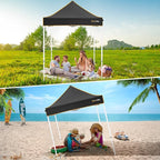 Hoteel 6.6 x 6.6 Pop up Canopy,Easy Up Heavy Duty Canopy with 4 Sidewalls,Upgrade Hexagonal Tube UPF50+ 1500mm Waterproof,Outdoor Canopy Tent with Carry Bag for Commercial Events,Beach,Camping,Black