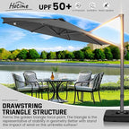 Hotime 10ft Patio Umbrella Outdoor Patio Windproof and Height adjustable, Heavy Duty Aluminum Round Offset Patio Umbrella Cantilever Pool Umbrella with 360°Rotation for Garden Deck Pool, Gray