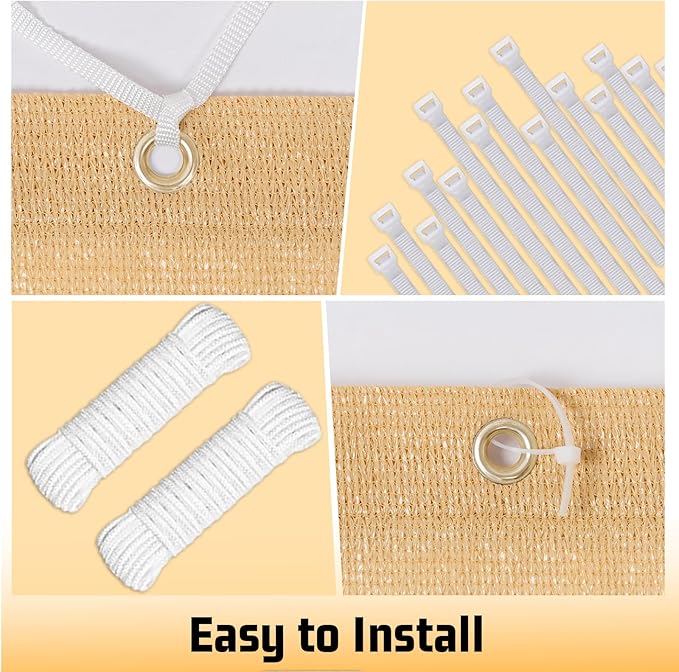 SUNNY GUARD Shade Cloth Custom Size 3x6 FT Sun Shade Screen Fabric Shade Cover Tarp with Grommets for Pergola Backyard Garden, Sand(We Customized)