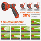 Upgraded Retractable Garden Hose Reel 1/2 in x 100 ft PRO 180° Swivel Metal Bracket Automatic Slow Return Heavy Duty Wall-Mounted Hose Reel Any Length Lock 9 Pattern Nozzle UV Resistant
