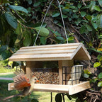 Wood Bird Feeders for Outdoors - Large with 2 Suet Cages, Waterproof for Garden Decoration