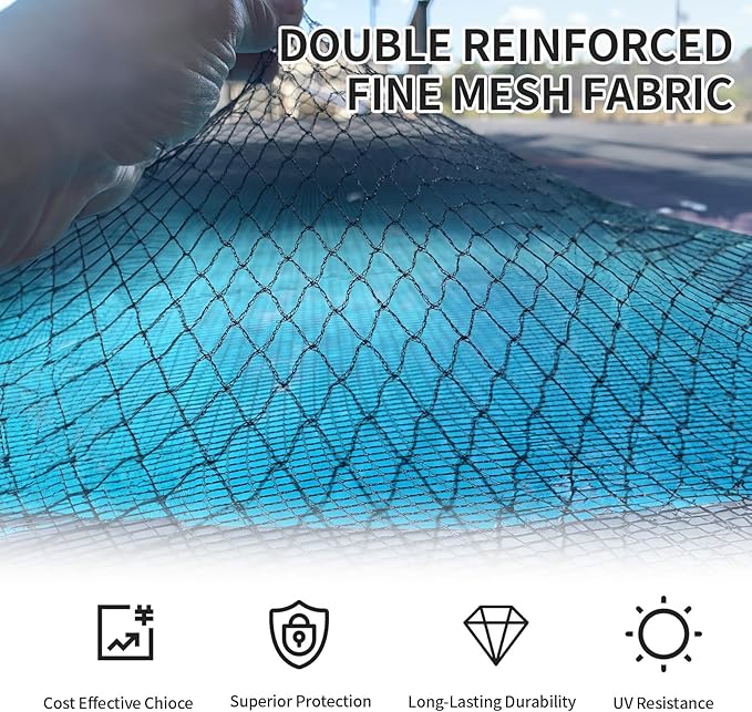 24 Feet Round Leaf Net Cover for Above Ground Pool,Mesh Pool Net Cover with 18 Pcs Pool Cover Clips Fits 24FT Above Ground Pools, Keeps Leaves Out of Your Pool (Black, 24FT)