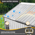 8 x 10 FT Resin Outdoor Storage Shed, All-Weather Plastic Garden Shed with Floor, Lockable Doors & Windows, Plastic Tool Shed for Poolside, Backyard, Patio