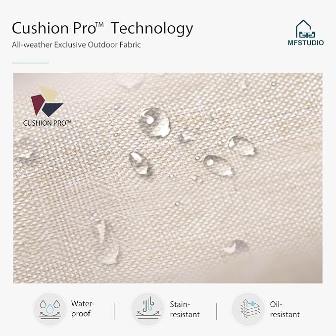 MFSTUDIO Outdoor Patio Furniture Set, Rattan Wicker Patio Sofa Chair, Metal Outdoor Conversation Set, 2 x Fixed Sofa Chair for Outside Garden Backyard