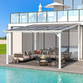 AECOJOY 12' x 12' Gazebo in White, Large Outdoor Wall Mounted Gazebos on Clearance, Patio Lean to Gazebo Metal Awnings for Decks,Patio, Porch, Backyard and More
