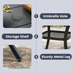 VICLLAX 5 Pieces Patio Dining Set, Outdoor Furniture Set of 4 Patio Swivel Dining Chairs and Square Patio Table with Umbrella Hole, Dark Charcoal Chairs & Black Tabletop