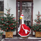 Christmas Mrs. Claus Goose Outfit Dresses Clothes for 23" High Cement or Plastic Goose Lawn Clothing Porch Garden Costume for Yard Outdoor Patio Statue Xmas Santa Holiday Decor