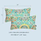 FUNHOME Indoor Outdoor Lumbar Pillow Covers ONLY, Water-Repellent Fade-Resistant Patio Lumbar Cases 12” x 20”, Throw Pillowcase Shell for Couch Garden Furniture Use -Cyan Circle