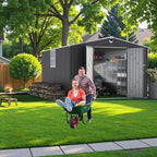 10x12 FT Outdoor Storage Shed, Metal Shed with 1 Window & Lockable Door, Large Heavy Duty Tool Sheds, Outside Waterproof Storage Building