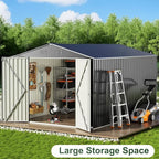 WKM 8X12 FT Outdoor Storage Shed, Utility Metal Tool Storage with Lockable Doors and Updated Frame Structure, Metal Garden Shed for Backyard, Patio Lawn, Black