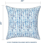 LVTXIII Outdoor Throw Pillows 20x20 Patio Waterproof Square Pillows with Piping Fade Resistant Accent Pillow for Spring Summer Garden Decoration, Set of 2, Pebble Blue