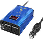 Power Inverter 300W Car Inverter DC 12V to 110V AC Converter with LED Display & 2x2.4A Dual USB Car Adapter Charger Compatible with Lithium Battery by VOLTWORKS