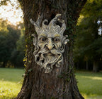 Mustache Tree Face Sculpture, Funny Mustache Old Man Tree Hugger Statue, Indoor & Outdoor Creative Props for Garden and Home,9" x 7" x 2.4"