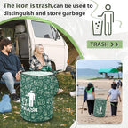 1 Pack Collapsible Trash Can Camping with Zippered Lid Foldable Storage Bin Portable Garbage Can for Outdoor Camping RV's Yard Waste (Trash Style)
