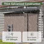 6'x4' Lean to Shed Galvanized Steel Storage Sheds with Side Door Waterproof Utility Shed with Sloped Roof for Mower, Bike, Garden Tools (Brown)