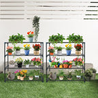 EAGLE PEAK Greenhouse Shelving Staging Double 4 Tier, Outdoor/Indoor Plant Shelves, 35"x12"x42", Green