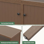Amopatio Outdoor Storage Cabinet - Patio Bar Table with Storage and Shelves - Weather Resistant Sideboard for Patio, Pool, Garden, Indoor, Kitchen - Brown