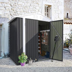 Furniwell Outdoor Storage Shed, Metal Garden Sheds Outdoor Storage House with Single Lockable Door for Backyard Patio Lawn (Gray, 6 x 4 FT)