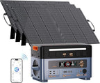 OSCAL 2400W Solar Power Station with 3x100W Solar Panels PowerMax 2400, 1872Wh Battery Generator with 4 AC Outlets (5000W Peak), 1.45H Full Charging, APP Control Battery Backup for Home, RV