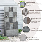 44.8" H Modern Outdoor Water Fountain with LED Lights and Pump, Mutiply-Tier Standing Cascading Waterfall - Modern Design for Garden,Patio,Yard, Multi-Level Outdoor Decor (Gray)