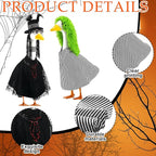 Abbylike 2 Set Halloween Goose Outfits 2024 Movie Juice Clothes Black and White Striped Cape with Green Fur Headgear Fit 23''