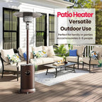 PAMAPIC 48000 BTU Patio Heater with high-strength waterproof cover, Propane Heater for Outdoor Use 2 in 1 Table Design, Double-Layer Stainless Steel Burner,Residential, Gray (Brown)