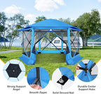 COBlZl Pop Up Gazebo 12x12 Screen House Tent for Camping, Outdoor Instant Stargazing Gazebo Canopy with Awning 2.0, Portable Hub Tent with Removable Sidewalls,Pavilion for Backyard,Blue