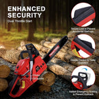 62cc Gas Chainsaw, 3.5-HP, 20 Inch Gas Powered Chainsaw, 2-Stroke Chainsaws with Automatic Oiler, Gasoline Chain Saw for Cutting Wood Outdoor Garden Farm Home, Red
