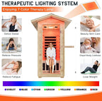 Albott Outdoor Sauna 1 Person, Infrared Saunas for Home, Low EMF 1245W/110V Spruce Wood Dry Sauna with Tourmaline Stone Foot Warmer, 7-Color Light Therapy & 2 Bluetooth Speakers, 33.5"x35.4"x78.7"