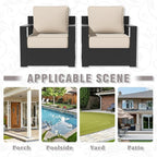 Aluminum Patio Chair - Outdoor Chair with 6" Thick Water-insistant Cushions, All-Weather Use Frame, Removable Cover, Ideal for Garden, Poolside (Beige)