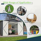 10x10 FT Outdoor Storage Shed, Large Metal Garden Shed with Lockable Hinged Doors, Outside Tool Shed with Sloped Roof & 4 Air Vents, Waterproof Storage Building for Backyard, Patio, Lawn, Black