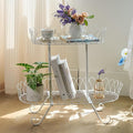 White Oval Plant Stand for Plants, French Provincial Side Table with Floral Accents, Low Indoor Greenery Display Shelf Garden Decor