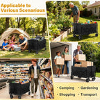 Yobller Wagons Carts Foldable,Large Capacity Foldable Wagon Cart Collapsible Wagon with Wheels & Drink Holders,Utility Folding Cart for Camping Garden Grocery Shopping