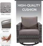 6 Piece Wicker Patio Furniture with Fire Pit Table - Outdoor Conversation Set with 50,000 BTU Fire Pit, All Weather Rattan Patio Set for Deck Backyard Garden - Grey Wicker Grey Cushion