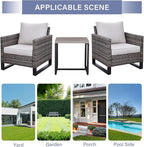 Rilyson Wicker Outdoor Patio Chairs Set - 3 Piece Rattan Patio Furniture Bistro Chairs Set with Waterproof Wicker,Comfortable Cushions and Sturdy Metal Frame for Porch Deck Backyard(Mixed Grey/Beige)