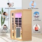 2-3 Person Infrared Sauna, 0-5mg Low EMF Infrared Saunas for Home, Indoor Home Sauna Spa, Hemlock Wooden Corner Sauna Room, Bluetooth Speakers, Chromotherapy Lights