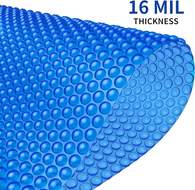 BigXwell Solar Pool Cover, Blue 16-mil 18x36 Foot Rectangle Pool Heaters for In-Ground Pools, 1600 Series Heavy-Duty Insulating Pool Heater Cover for Swimmer