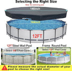 12 Ft Pool Cover, with Automatic Drain Round Pool Cover, One-Piece Quick Installation and Removal Above Ground Pool Cover, Preventing Waterlogging, UV Protected Solar Swimming Pool Cover