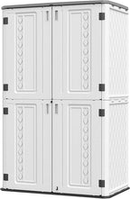 HOMSPARK Storage Shed Weather Resistance, Multi-Purpose Outdoor Storage Cabinet Waterproof, Outdoor Storage Cabinet for Garbage Cans, Lawnmower, Garden Accessories (Off White, Tall shed-53 cu ft)