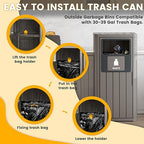 Outdoor Trash Can, Waterproof Resin Garbage Can Indoor and Outdoor Use, Durable & Weather-Resistant Commercial Garbage Can, Outside Trash Bin for Patio, Kitchen