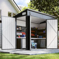 8'x4' Shed Galvanized Steel Storage Sheds with Triple Doors Utility Sheds for Vertical Storage, Dual Lock Lean to Shed with Sloped Roof for Mower, Bike, Garden Tools (Black)