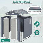 YITAHOME 6x6FT Outdoor Storage Shed w/o Floor, All-Weather Plastic Shed with Lockable Doors, Window & Vents, Plastic Tool Shed for Backyard, Patio, Poolside, Lawn, Gray