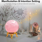 Amazing Gemstone Rose Quartz Crystal Ball with Stand - 2 Inches Crystal Sphere Meditation Balls for Witchcraft and Decorative Balls