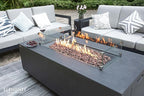 Elementi Andes Propane Gas Fire Pit Table Bundle - Cast Concrete with Concealed Pullout Tank Storage Drawer | Electronic Ignition | Canvas Cover, Lava Rock Included | Dark Gray