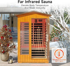 springspa Outdoor Infrared Sauna 2 Person for Home, 15amp Low EMF Far Infrared Spruce Wooden Sauna at Home with Bluetooth,LCD Panel